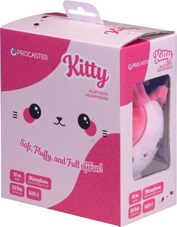 Procaster Kitty Hörlurar Bluetooth, rosa