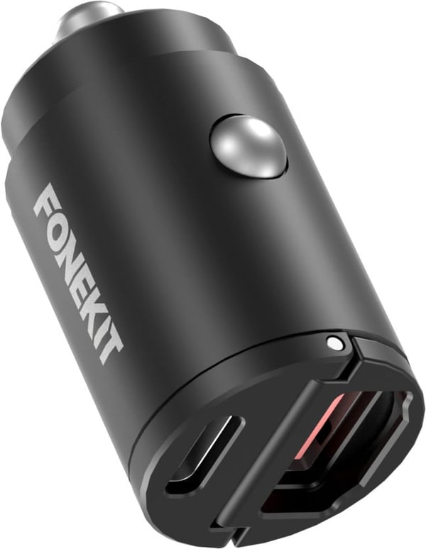 FoneKit Travel PD 30W, USB-A + USB-C biladapter