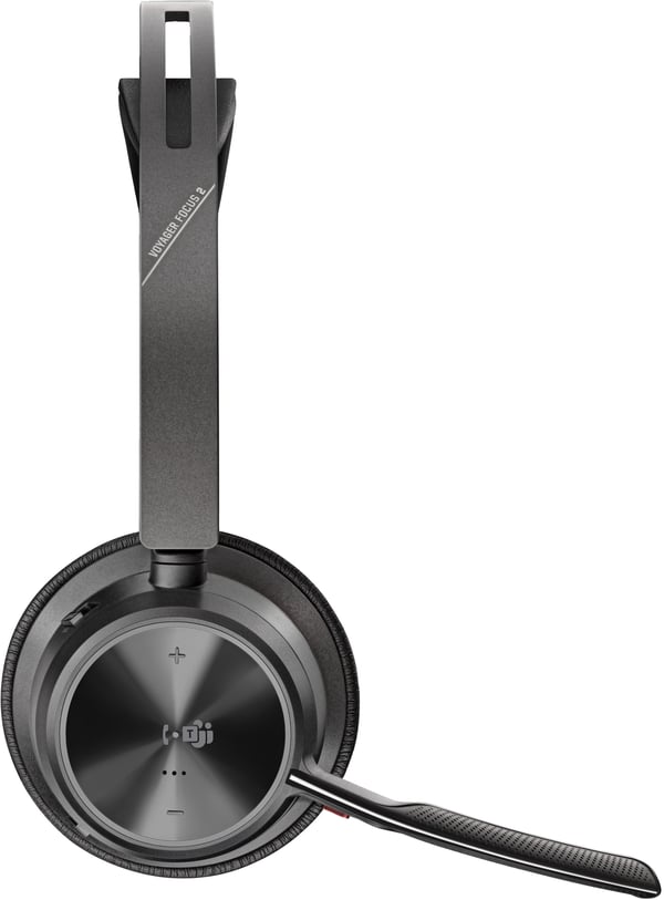 Poly Voyager Focus 2 -Bluetooth-høretelefoner med mikrofon og ladestation, Microsoft Teams-certificeret