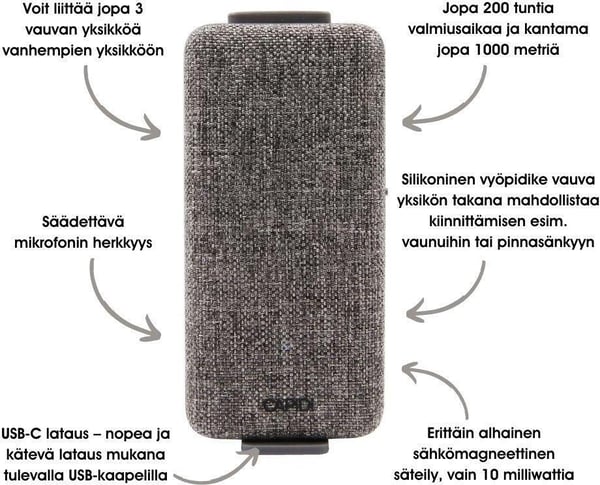 Capidi Premium -grå ekstra babyenhed til babyvagt