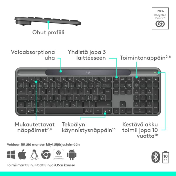 Logitech Signature Slim Solar+ trådlöst tangentbord