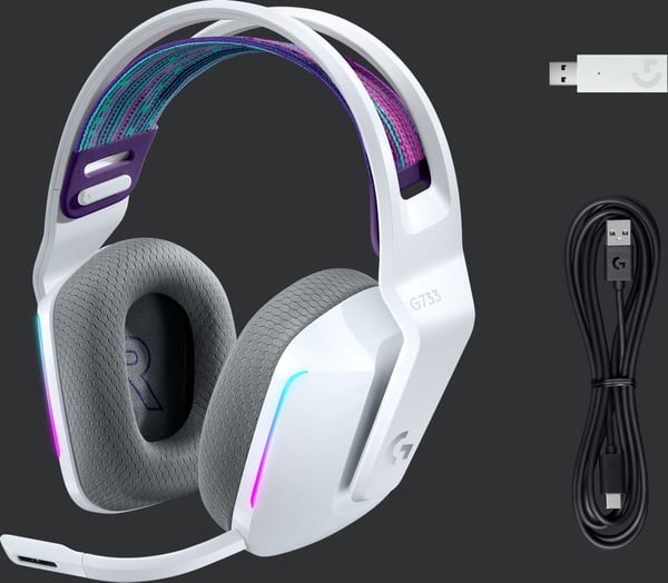 Logitech G733 Lightspeed trådløse gaming headset, hvid