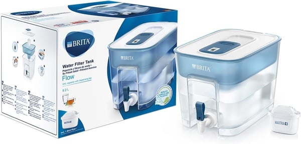 Brita Flow vandfiltreringsbeholder med dispenser, 8,2 l