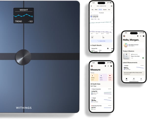 Withings Body Smart Sort -kropskompositionsvægt med Wi-Fi-forbindelse
