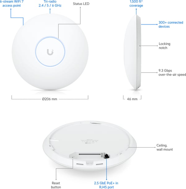 Ubiquiti UniFi 7 Pro -WiFi-adgangspunkt