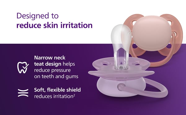 Philips Avent Ultra Soft napp, 6–18 mån, lila och rosa, 2 st