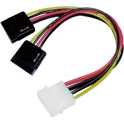 DELTACO Y-strømkabel, Molex 4-pin hane - 2 x SATA hun