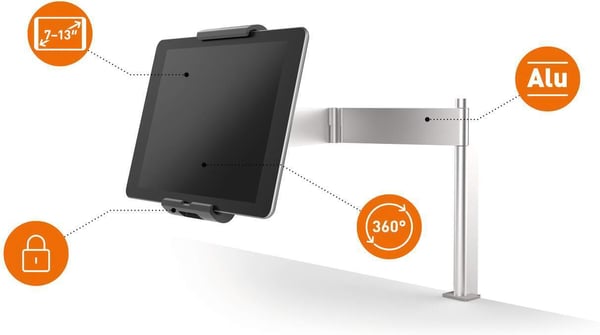 Durable -tabletthållare med bordsfäste, silver