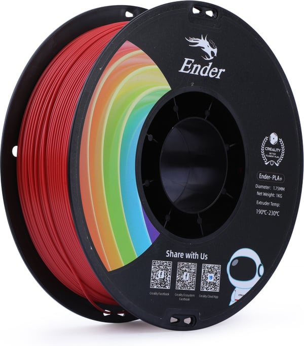 Creality Ender - PLA+ -filament för 3D-skrivare, 1,75 mm, röd