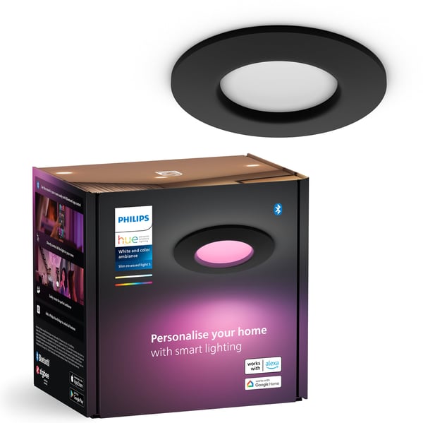 Philips Hue Slim Recessed Light S - indbygget spotlights, 90 mm, sort
