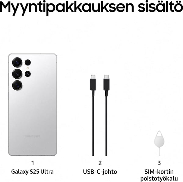 Samsung Galaxy S25 Ultra 5G telefon, 256/12 GB, Titanium hvid sølv