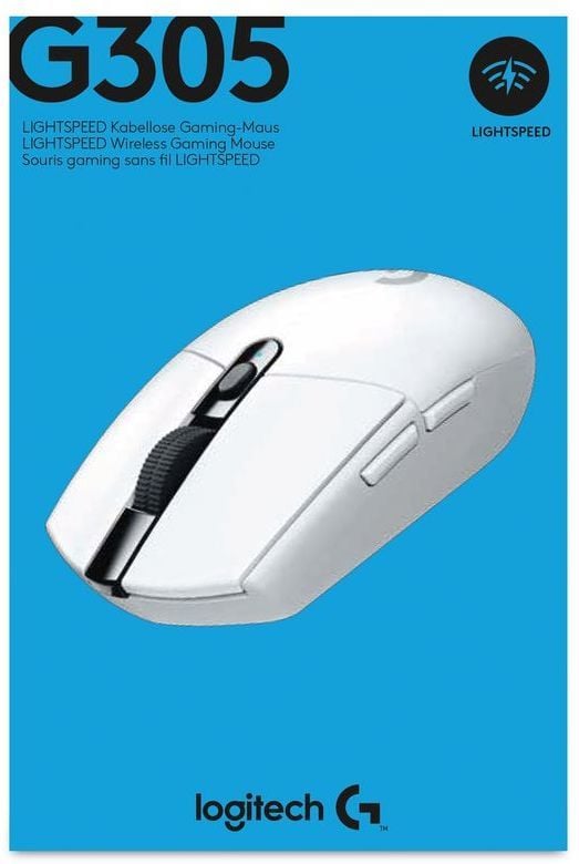 Logitech G305 -trådlös LIGHTSPEED-spelmus, vit