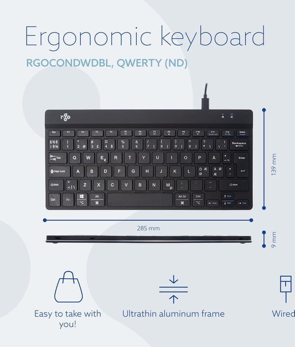 R-Go Compact Break -ergonomisk tangentbord, svart