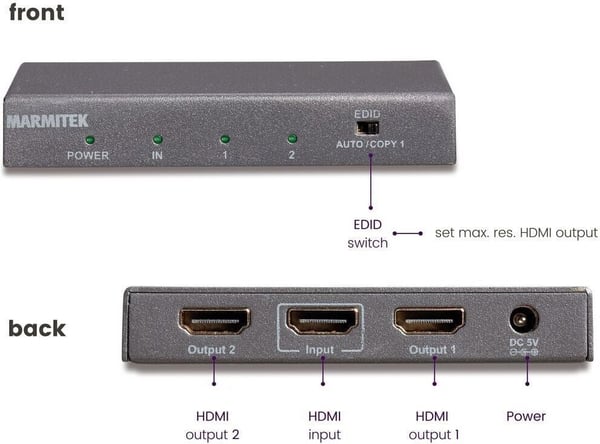 Marmitek Split 612 UHD 2.0 er en HDMI-splitter