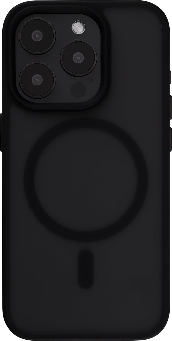 FoneKit MagSafe-kompatibel Soft Touch-skyddsskal, iPhone 15 Pro, svart/grå