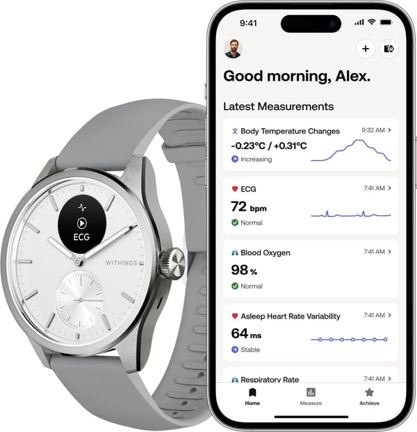 Withings Scanwatch 2 -smartwatch, 42 mm, hvid