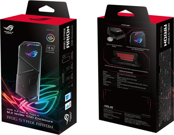 Asus ROG STRIX ARION extern hårddiskkapsling, M.2 USB-C 3.2 Gen2, PCIe NVMe