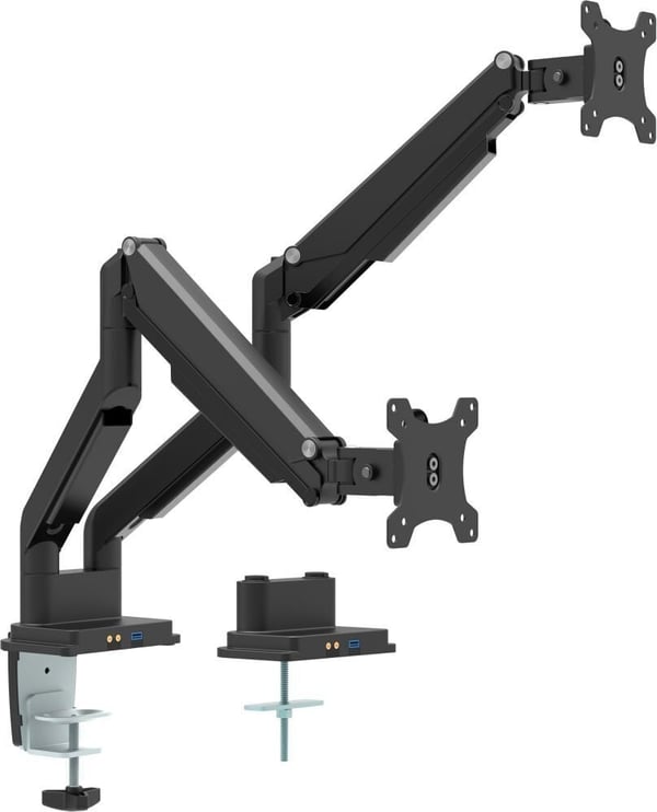 InLine Double -monitorarm för två monitorer, USB 3.0, svart