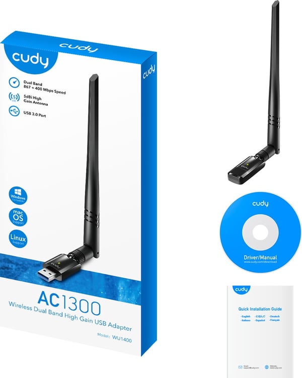 Cudy WU1400 AC1300 High Gain Dual-band WiFi-adapter