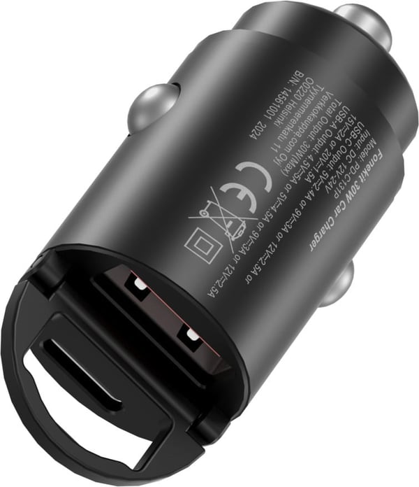 FoneKit Travel PD 30W, USB-A + USB-C biladapter