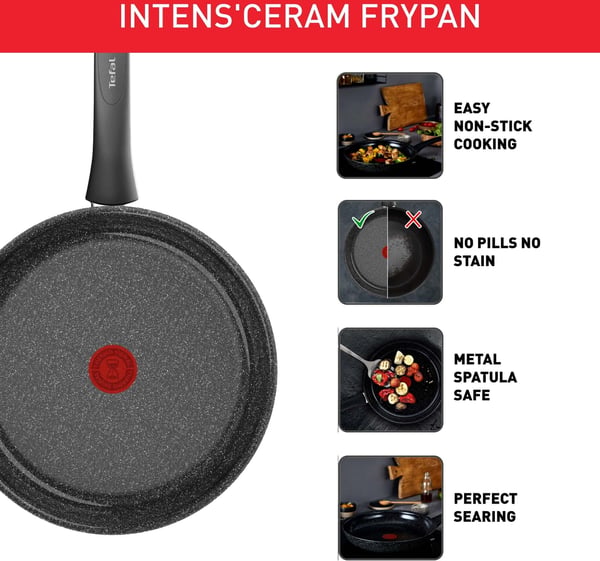 Tefal Intens'Ceram -stekpanna 24 cm, svart