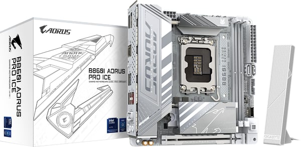 Gigabyte B860i Aorus Pro Ice Mini-ITX-moderkort, LGA 1851