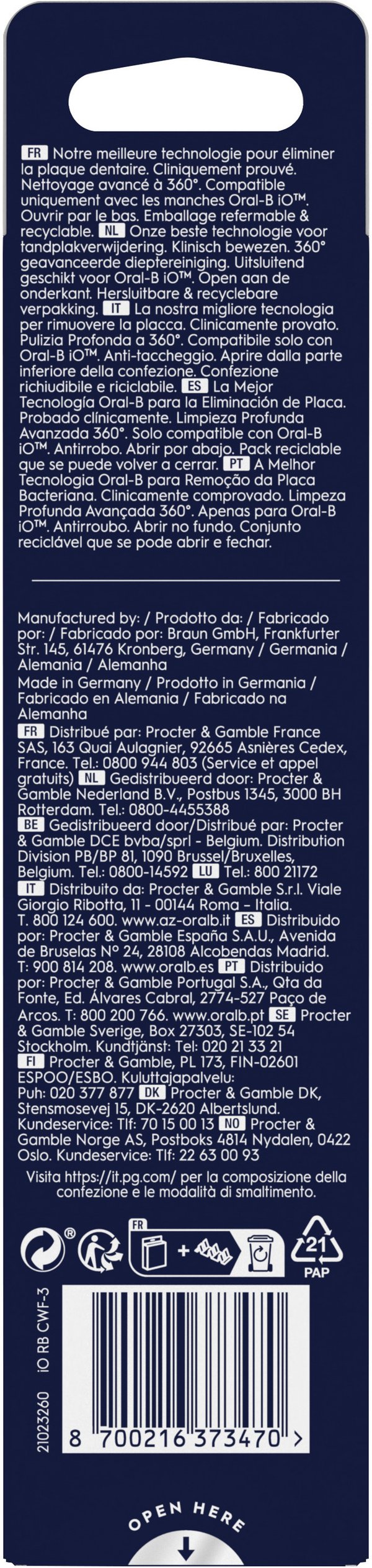 Oral-B iO Ultimate Clean reservborstar 3 st, vit