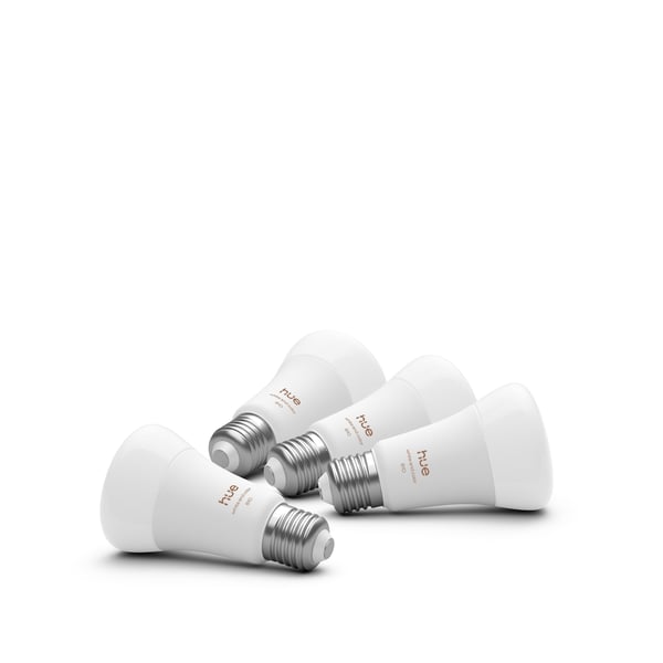 Philips Hue LED-smartlampa, Vit och färgambians, E27, 810 lm, 4-pack