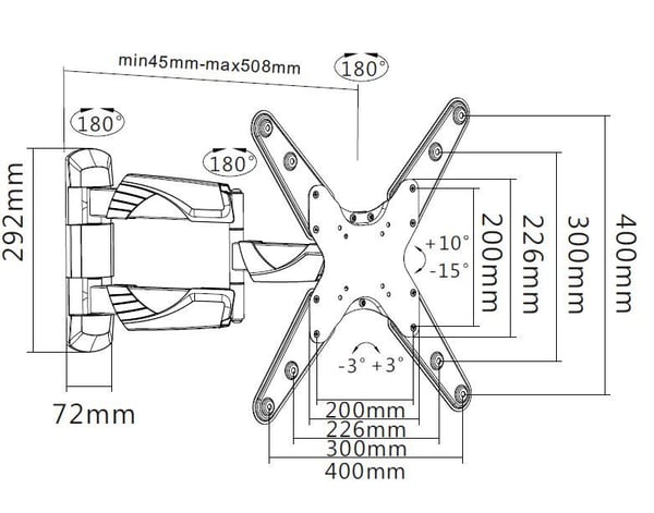 Mozi Slim Motion B1 23-55" TV väggfäste