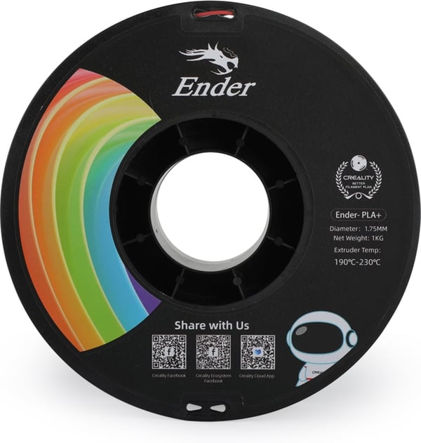 Creality Ender - PLA+ -filament för 3D-skrivare, 1,75 mm, röd