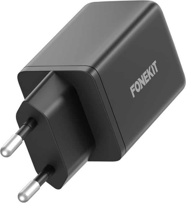 FoneKit GaN PD 48W -nätadapter, USB-C + USB-A, svart