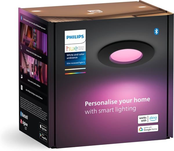 Philips Hue Slim Recessed Light S - indbygget spotlights, 90 mm, sort
