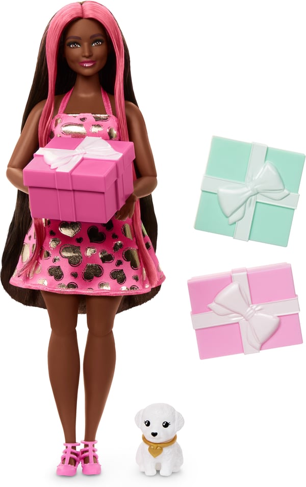 Barbie Party Unboxed Shimmerin’ Hearts dukke og kæledyr