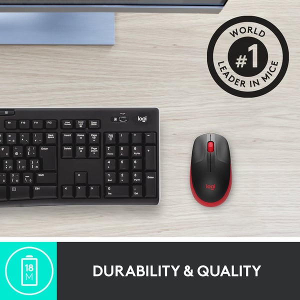 Logitech M190 -trådløs mus, sort/rød