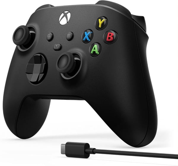 Microsoft Xbox trådlös kontroller + kabel, svart
