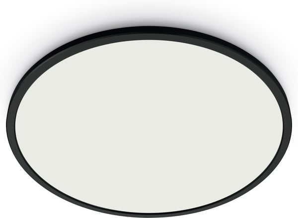 WiZ SuperSlim -taklampe, rund, sort, 14 W, justerbart hvidt lys, Wi-Fi