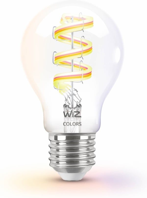 WiZ smartlampe, E27, A60, RGB, Wi-Fi, 2200-6500 K, 470 lm, klar, 1 stk.