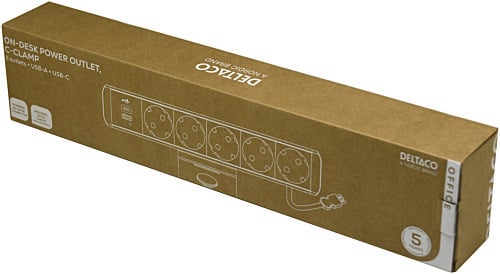 DELTACO strøm panel, 5 stik, 1x21W A+C USB-lader, GST18-tilslutning