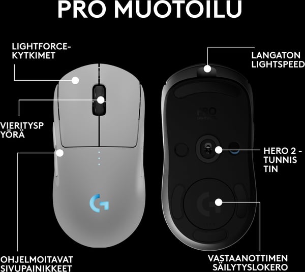Logitech PRO 2 LIGHTSPEED-spelmus, vit