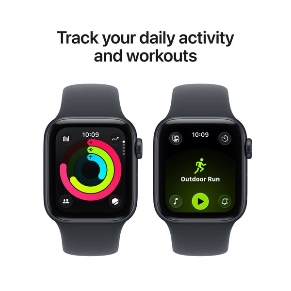 Apple Watch SE 3 (GPS + Cellular) 40 mm midnatt aluminiumskal och midnatt sportarmband, S/M
