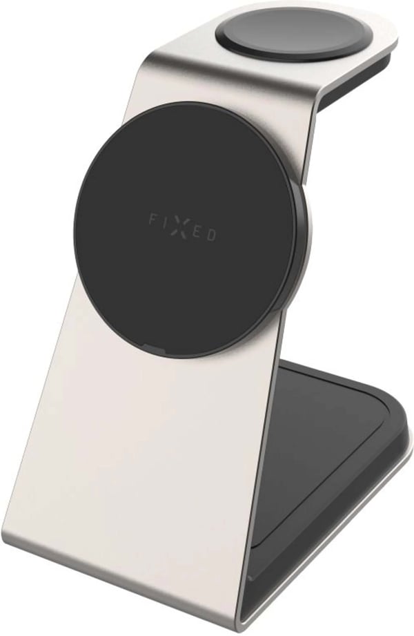 FIXED 3-i-1 Mag ALU Qi2 trådlös MagSafe-laddningsstation, titan