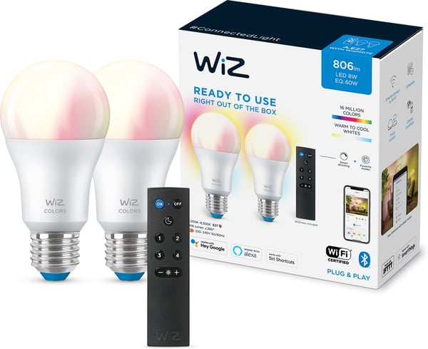 WiZ Smart LED-lampe, 2-pak og fjernbetjening