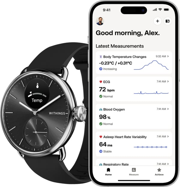 Withings Scanwatch 2 -smartwatch, 38 mm, svart
