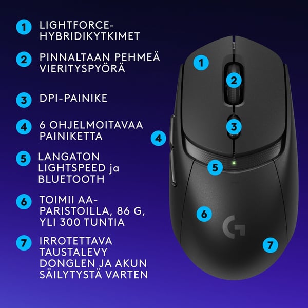 Logitech G309 LIGHTSPEED -trådlös spelmus, svart