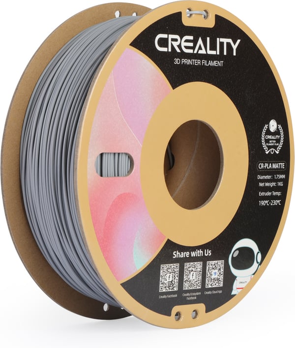 Creality CR-PLA Matte -filament til 3D-printere, 1,75 mm, matgrå