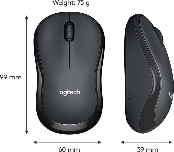 Logitech M220 Silent -mus, kolgrå
