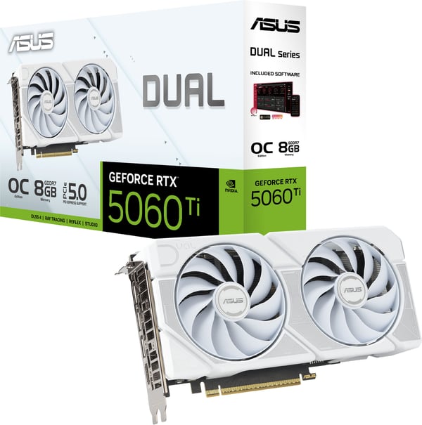 ASUS Dual GeForce RTX 5060 Ti 8 GB Vit Edition grafikkort