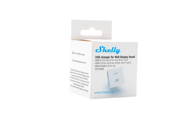 Shelly USB-laddare för väggdisplayställ vit