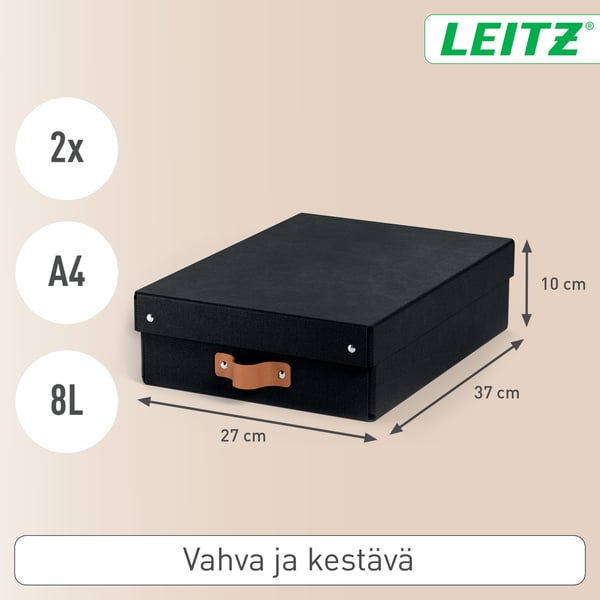 Leitz Puro förvaringslåda med lock, M-storlek, låg, 8 l, 2 st, svart