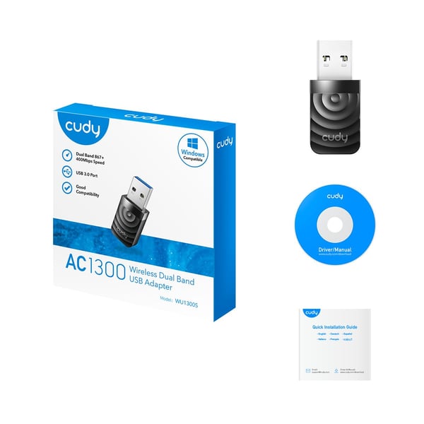Cudy WU1300S AC1300 Hög förstärkning Dual-band WiFi-adapter